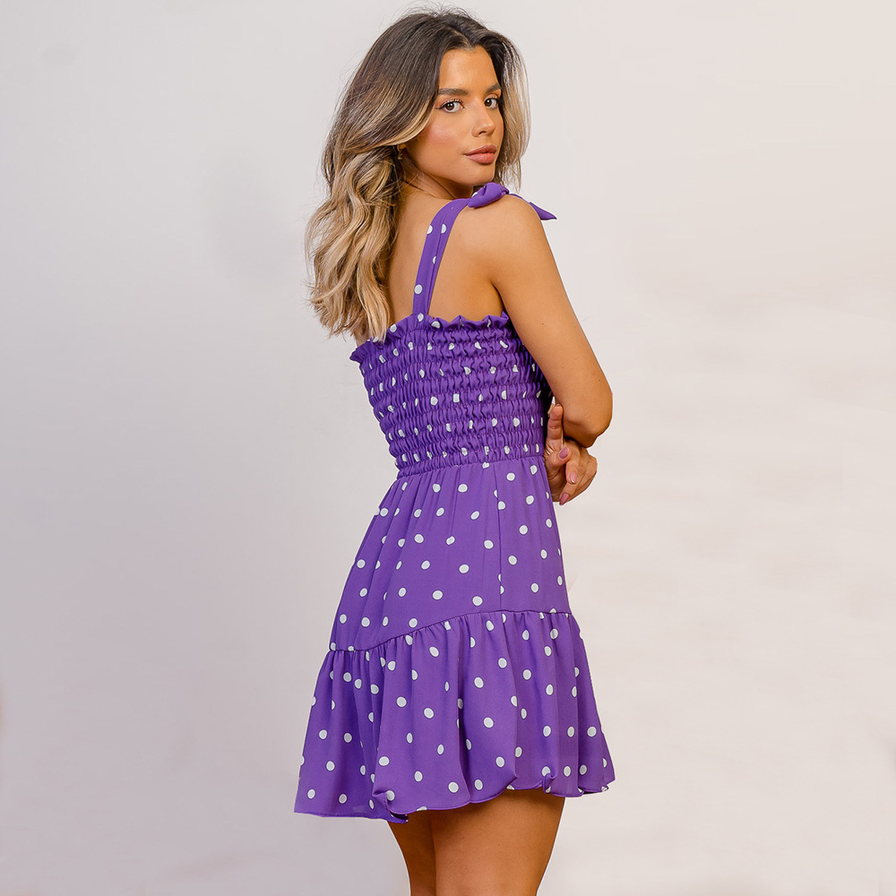 vestido de tirantes corto con estampado de lunares de verano NSHYG118517