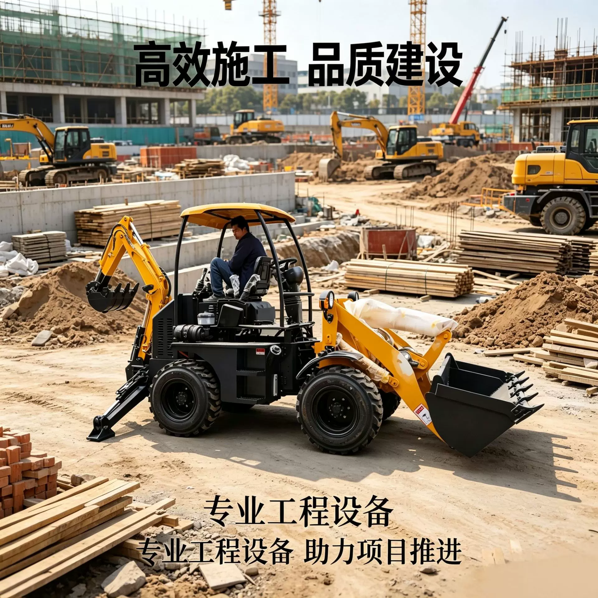 出口小型两头忙挖掘装载机 铲挖一体机 前装后挖小型轮式挖掘机