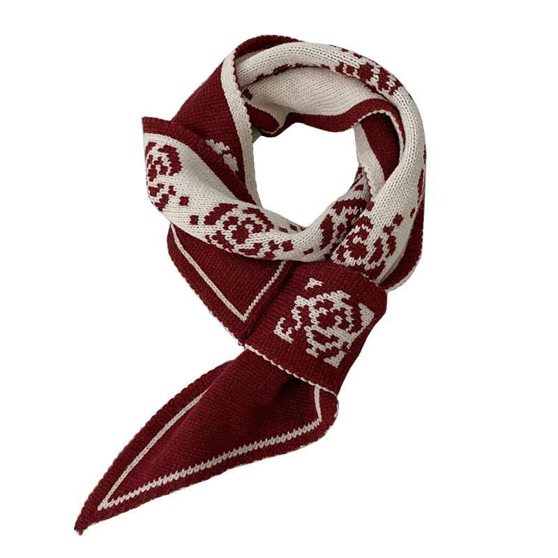 Tejedido lana cruzada bufandas mujeres otoño invierno estilo coreano de protección de cuello universal decoración cálida toallas de orejas perezosas bufandas pequeñas