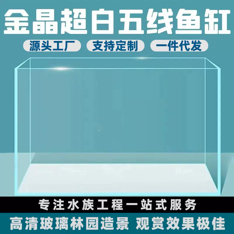 金晶五线超白鱼缸客厅大中小型桌面生态造景金鱼斗鱼缸水草缸裸缸