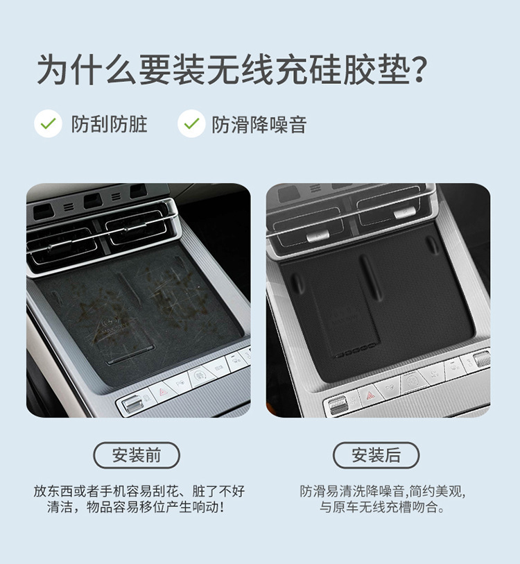 Suitable for 25 Han L Central Control Wireless Charging Silicone Anti-Slip Mat Car Protection Car Interior Supplies Modification Accessories