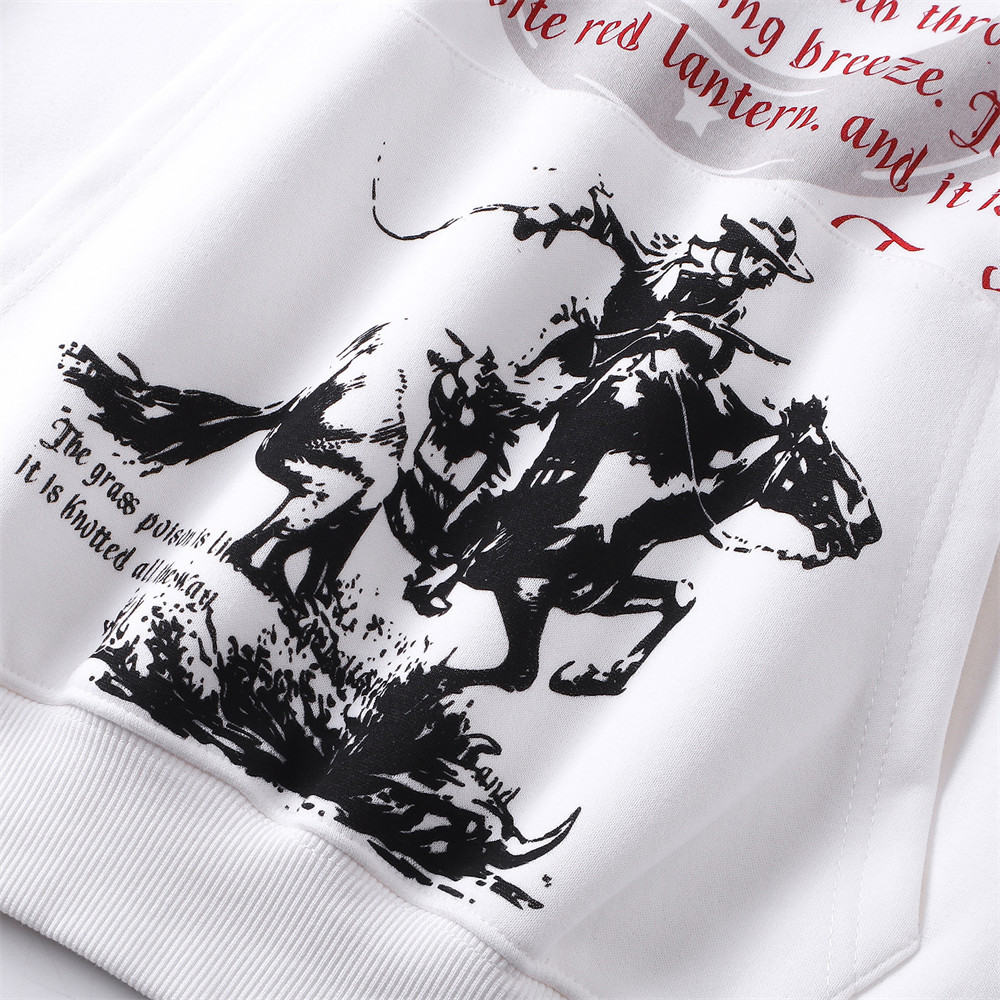 Trendy Knight Character Print Hoodie Loose Fit Men's Spring Autumn Casual Niche Pullover_voghion.com