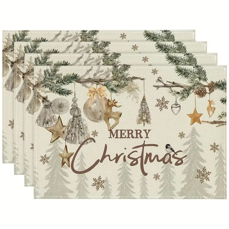 Transfronterizos lino almohadilla de mesa Aliexpress TEMU Amazon almohadilla de mesa cuadrada búfalo rojo almohadilla de Navidad Día de la Independencia