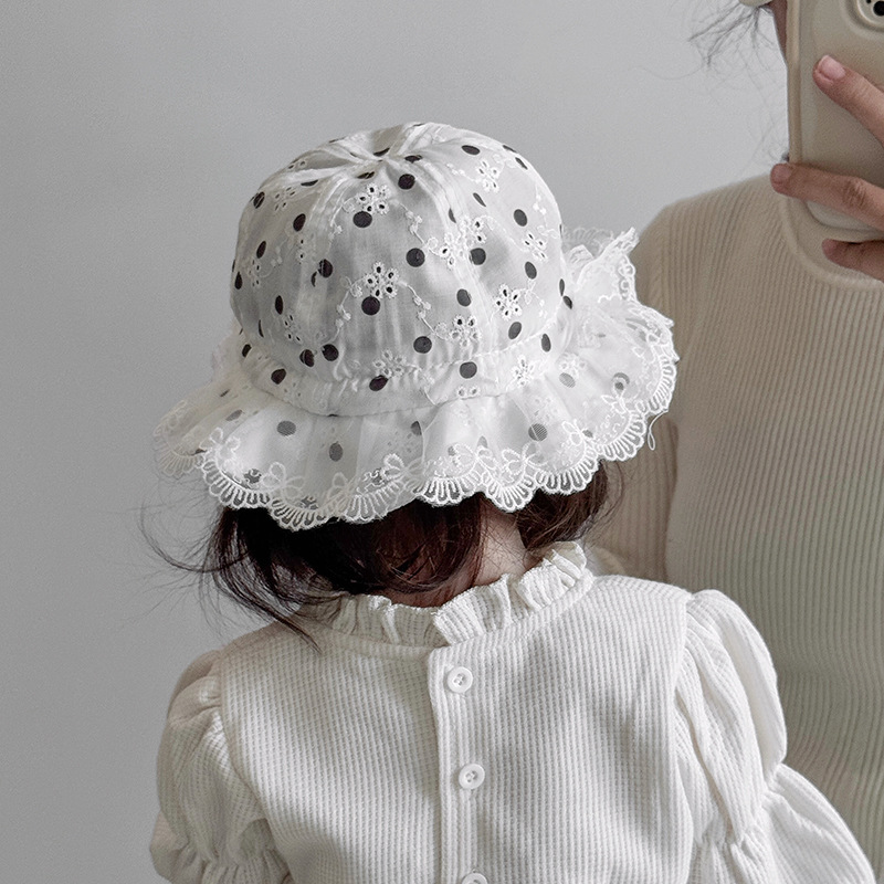 Baby pescador sombrero primavera y verano princesa delgada encaje sombrero de sol coreano para bebés sombrero de marea