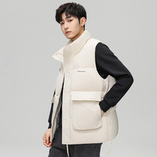 羽绒马甲男秋冬新款坎肩白鸭绒保暖背心休闲马夹立领工装情侣外套