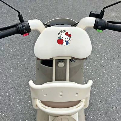 Electric scooter head protection pad, a creative and practical solution to prevent bumps and collisions for children during rides; includes a soft headrest and a rear waist support cushion (Elektromobil üçün bamper qoruyucu yastıqlar) - bowknot-apple-cat-memory-foam-beige-headrest-soft-and-plushhead-protectionlumbar-support