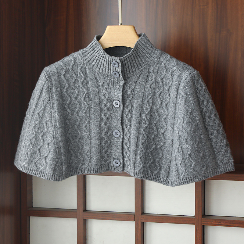 여성용 100% 순수 울 케이프 코트, 치파오 치마, 니트 아우터, 단추 조끼 및 숄더 가드가 포함된 새로운 중국 스타일