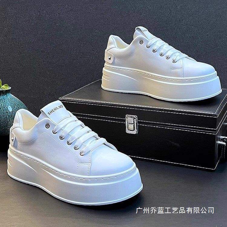 Men's White Sneakers 2025 New Style White Thick-Soled Height-Increasing Casual Shoes Korean Version Simple Versatile Low-Top Men's Shoes