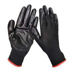 Manufacturer blank blue rubber nitrile oil-resistant gloves Flat hanging rubber-dipped oil-proof line rubber-coated oil-resistant gloves
