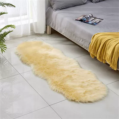 New Imitation Wool Amazon, Avtomobil döşəmə paspasları - light-yellow-60x-90cm-two-round
