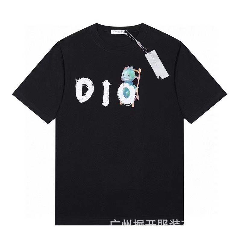 クロスボーダー 25ssCD ホームファッションブランド春夏新作落書きペイントレタープリントユニセックス純綿半袖Tシャツ|undefined