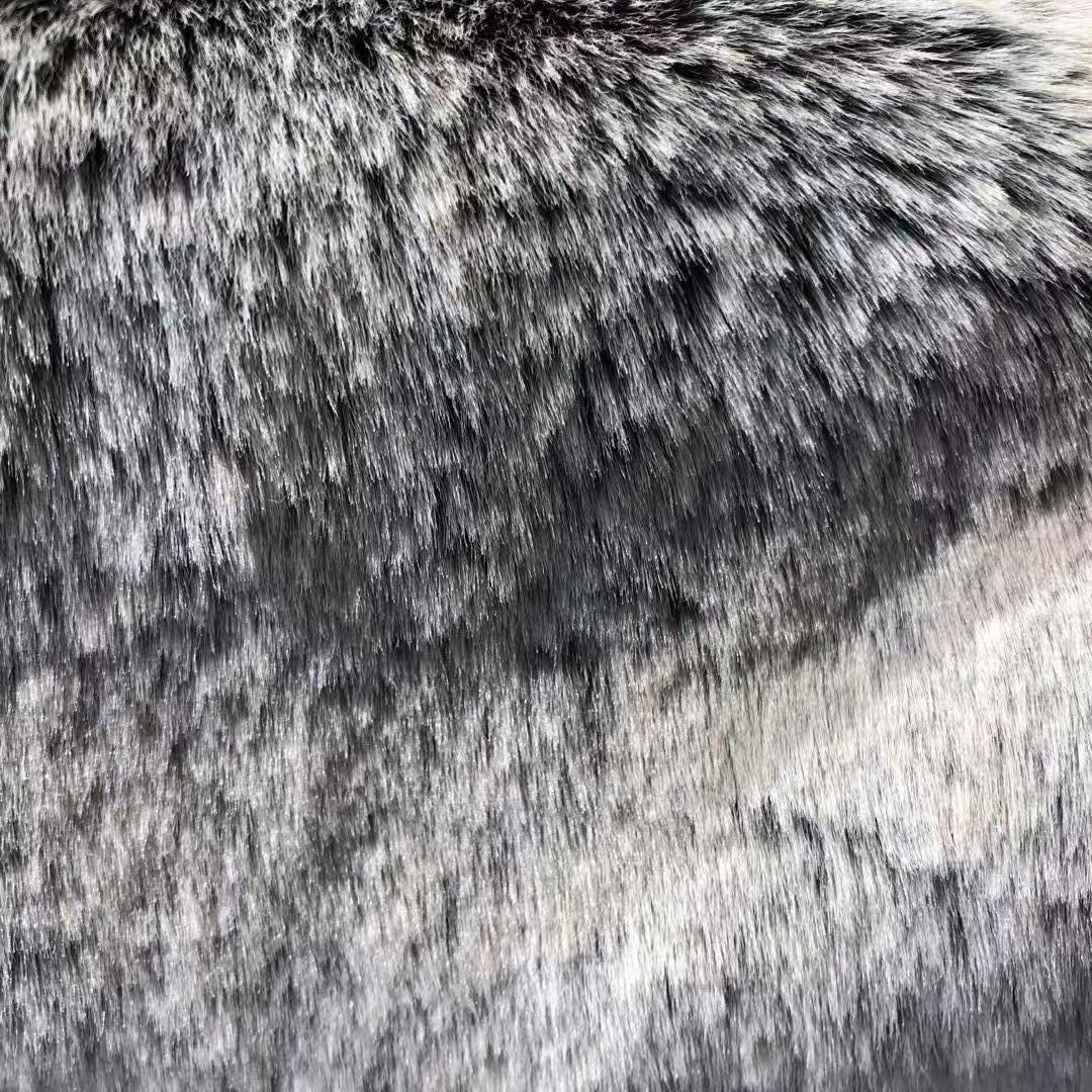 2CM tela de pelo de conejo ultra suave 1500G de doble color pelo de conejo blanqueado ropa de pelo cuello tela de peluche