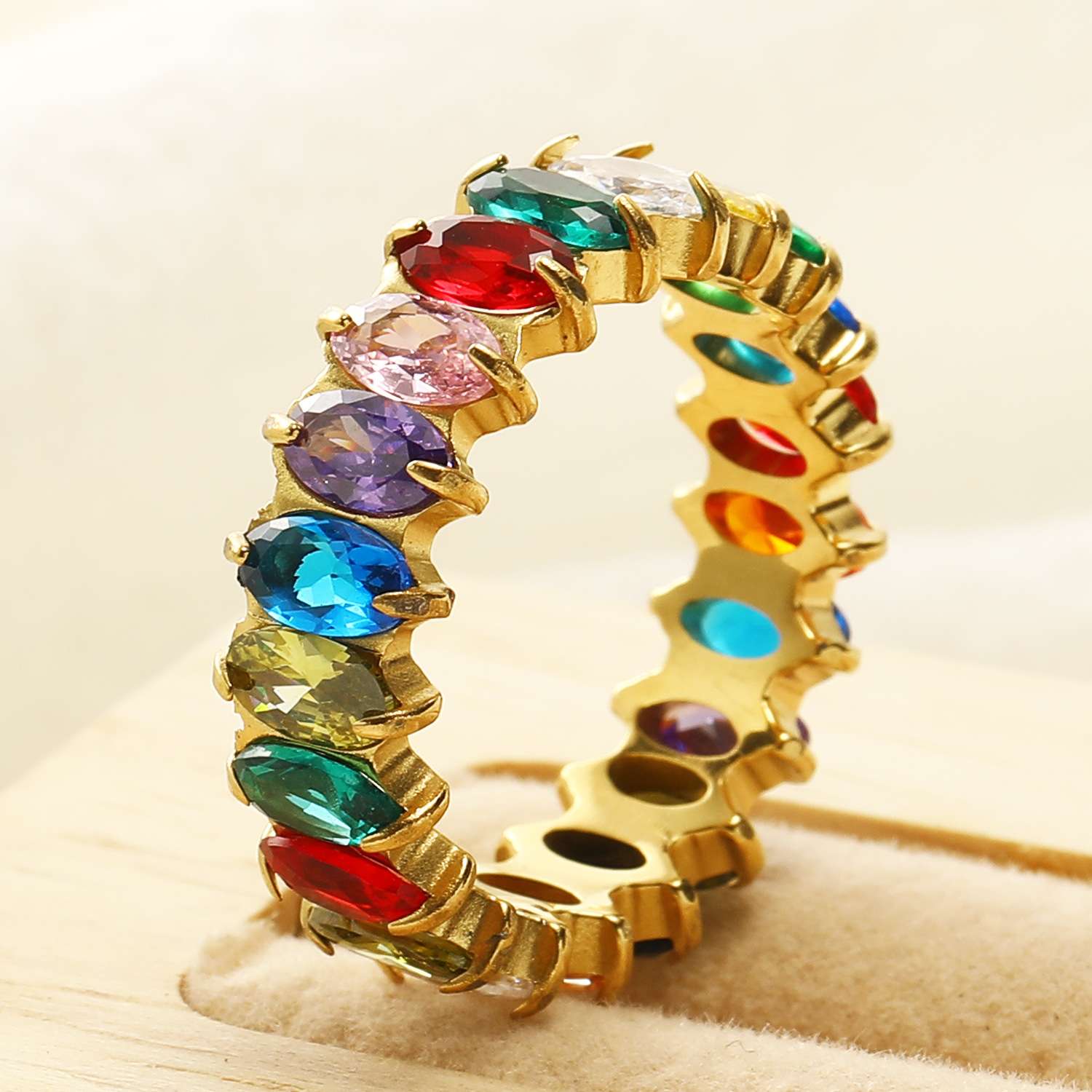 6g Weight Real Gold Plated Plating Material Rings Classification 10, 6, 8 Ring Size 1 Piece Quantity Holiday, Daily Occasion 304 Stainless Steel Material Geometric Pattern Women's Gender Elegant Style Waterproof Non Tarnish, Plating Craft Real Gold Plated Geometric 304 Stainless Steel Elegant Waterproof Non Tarnish Rings 3