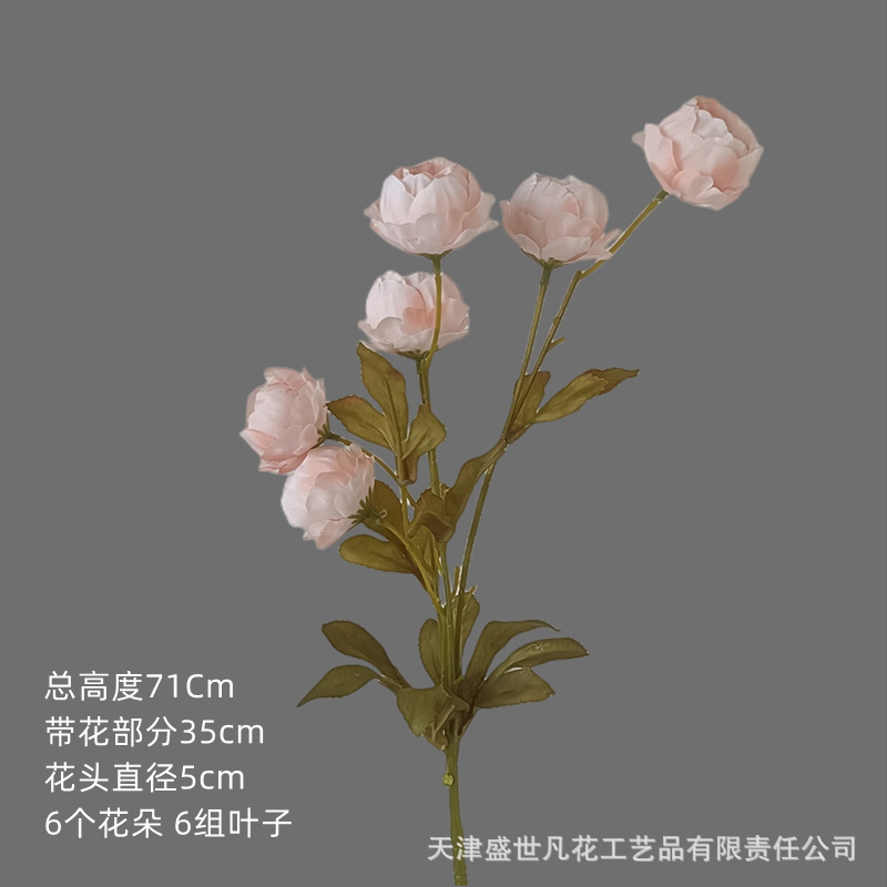 Flor Artificial 6-cabeza exquisita peonía artificial peonía flor boda Home Hotel accesorios de tiro Flor de seda flor artificial al por mayor