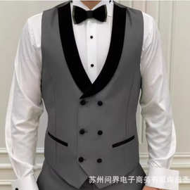 亚马逊男装马甲商务休闲马甲男西服马夹背心男士结婚礼服伴郎