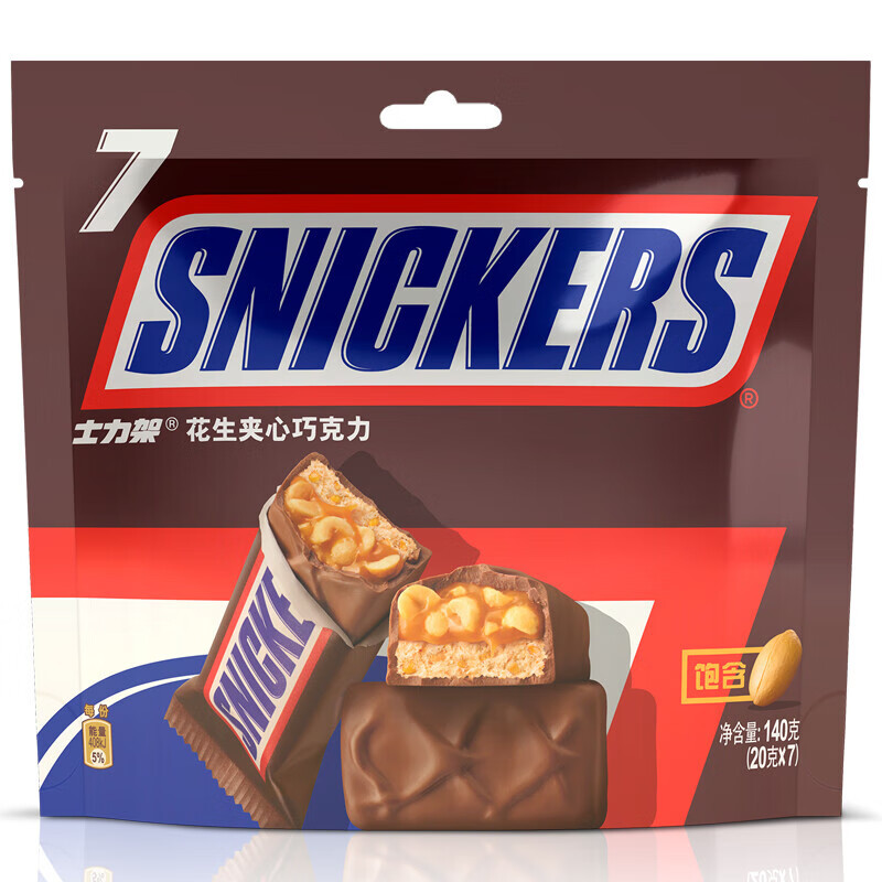 士力架巧克力140g花生夹心20g*7条袋装充饥休闲食品零食超市批发