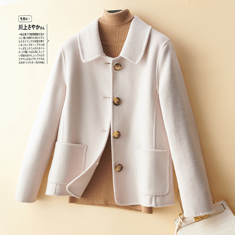 Runshi Pure Wool Women's Double-Sided Woolen Outwear Single-Breasted Small Fragrant Style Autumn and Winter New Elegant Slim Versatile Thick Outwear