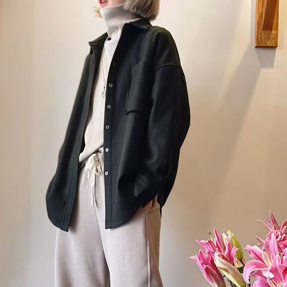 (2개) 카디건 빈티지 칼라 캐주얼 한국 스타일 우아한 느슨한 재킷