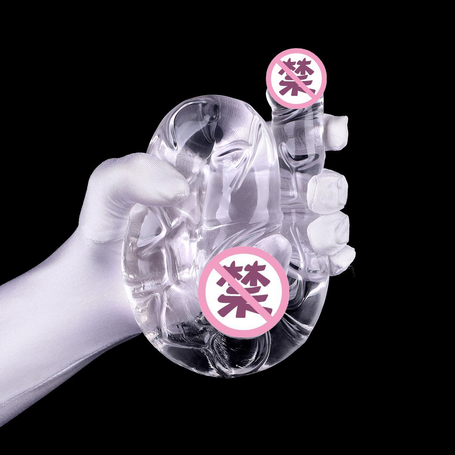 Crystal Transparent U-Shaped Double-Headed Dildo, TPE Dual-Ended Adult Toy — detail image 6