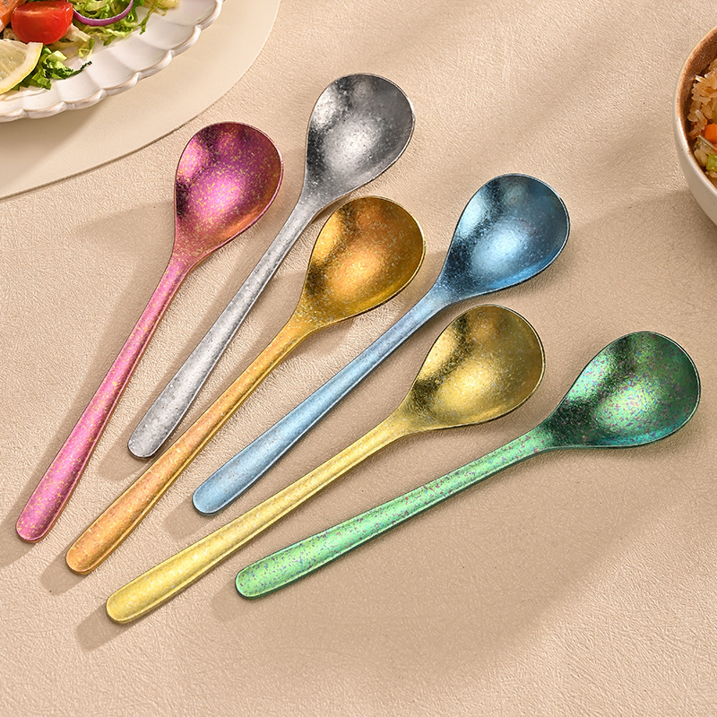 Pure Titanium Crystal Spoons Available in Six Colors, Ultra-Light and Durable, Suitable for Desserts, Baby Food, and Coffee, Healthy and Aesthetically Pleasing Tableware