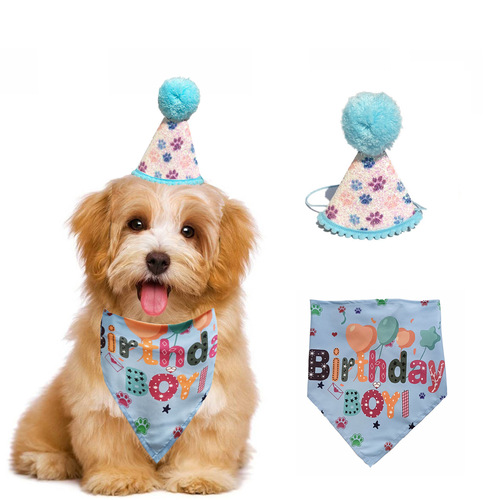New Cross-Border Pet Hat & Bow Tie: Stylish Cat Party Decorations, Dog Birthday Hats, and Drool Bib Props