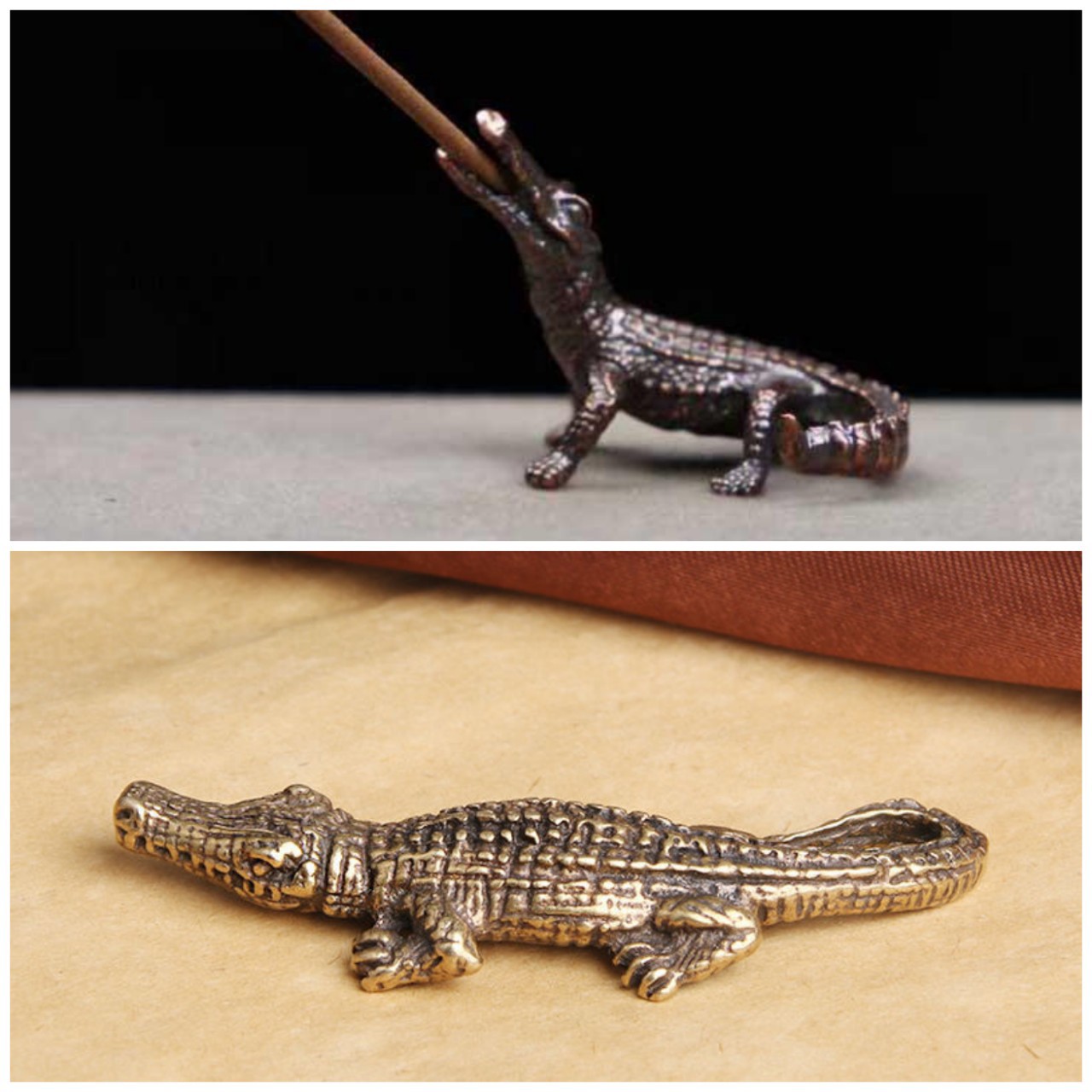 Creative antique crocodile key chain pendant tea pet sachet ornaments crocodile incense holder incense burner small ornaments wholesale