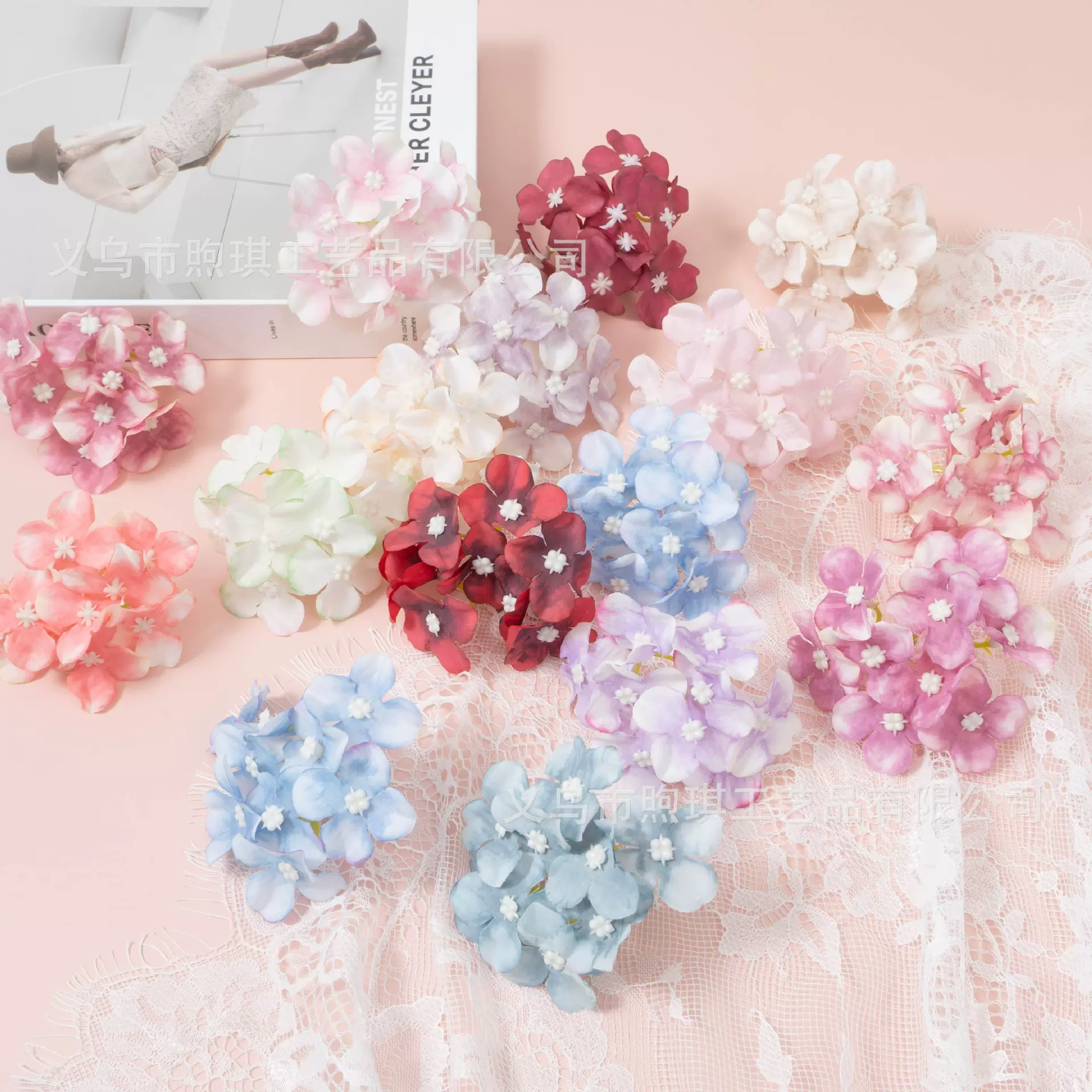 仿真绣球花 头饰服饰装饰 diy手工艺品配件 小清新花朵 汉服头花