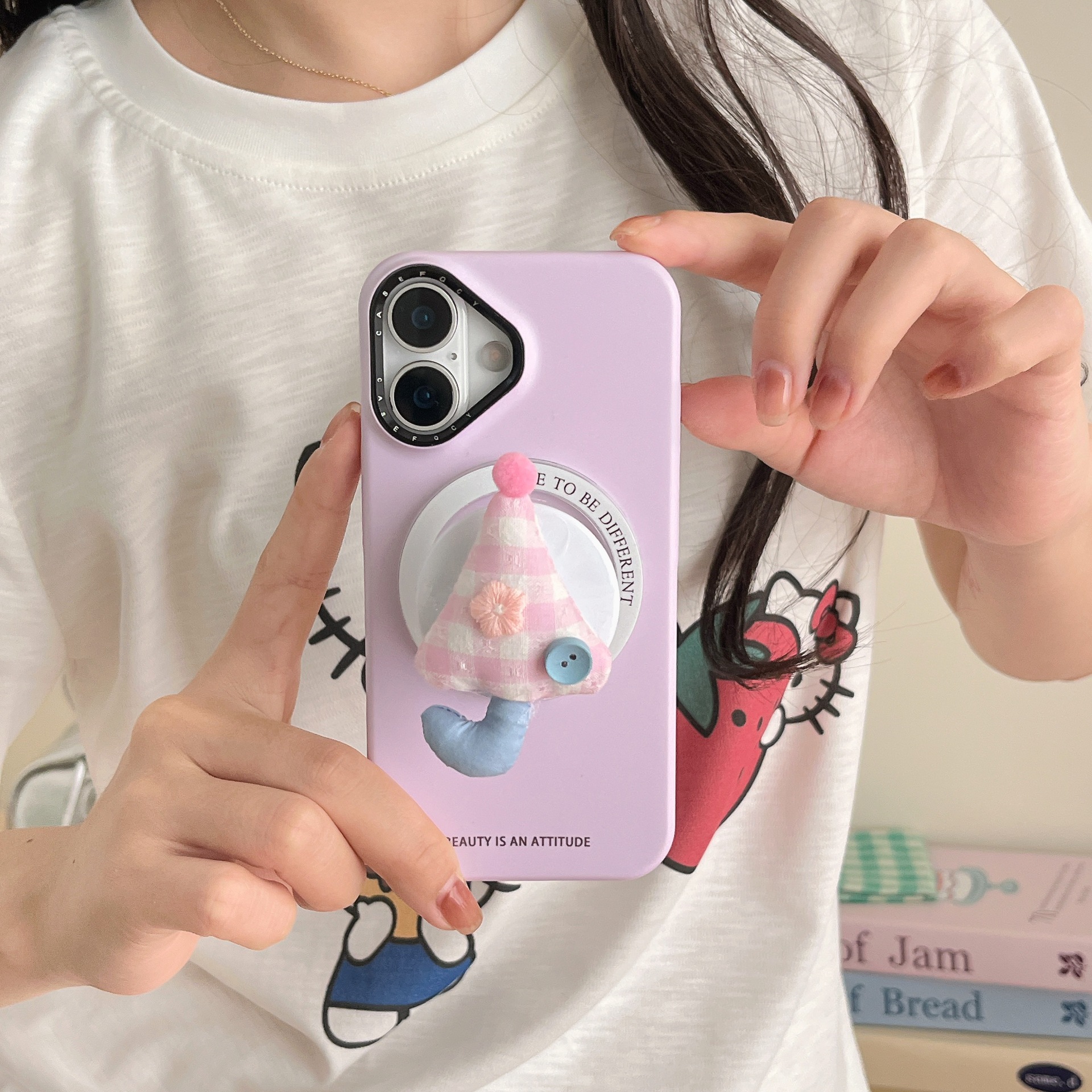 Paraguas magnético de dibujos animados lindo coreano para Apple 16ProMax funda para teléfono móvil 15Pro Simple 14/13 Nuevo 15