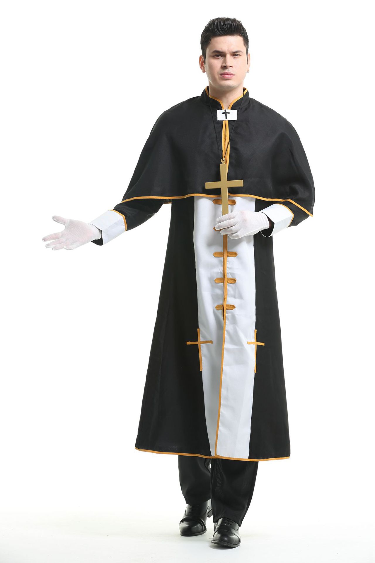 万圣节神父装成人男款教父扮演服priest costume化装舞会演出服装-阿里巴巴