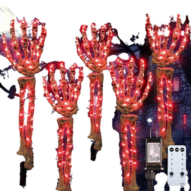 ハロウィン装飾発光ゴーストハンドハロウィン中庭ゴーストハンド発光プラスチック地面プラグインゴーストフェスティバルドレスアップ小道具|undefined