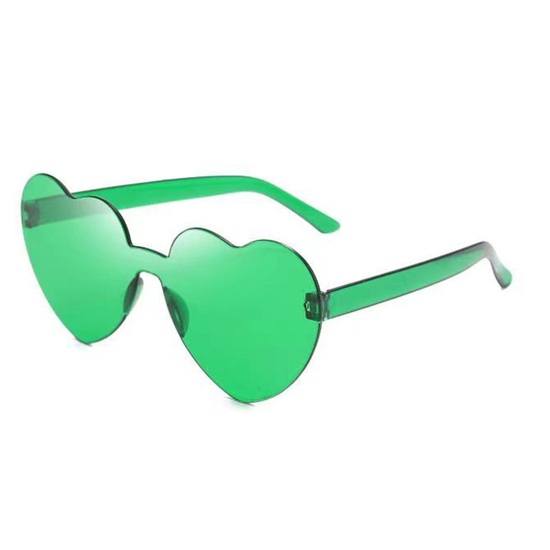2817 European and American Heart Transparent Jelly Color Sunglasses for Men and Women Peach Heart Sunglasses Cross-Border Frameless Heart-Shaped One-Piece