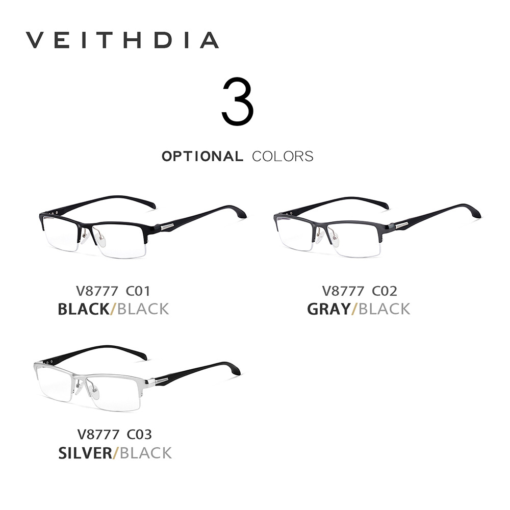 Aluminio y magnesio TR90 medio marco anti-luz azul miopía marco cuadrado para hombres TR simple negocio cómodo 8777