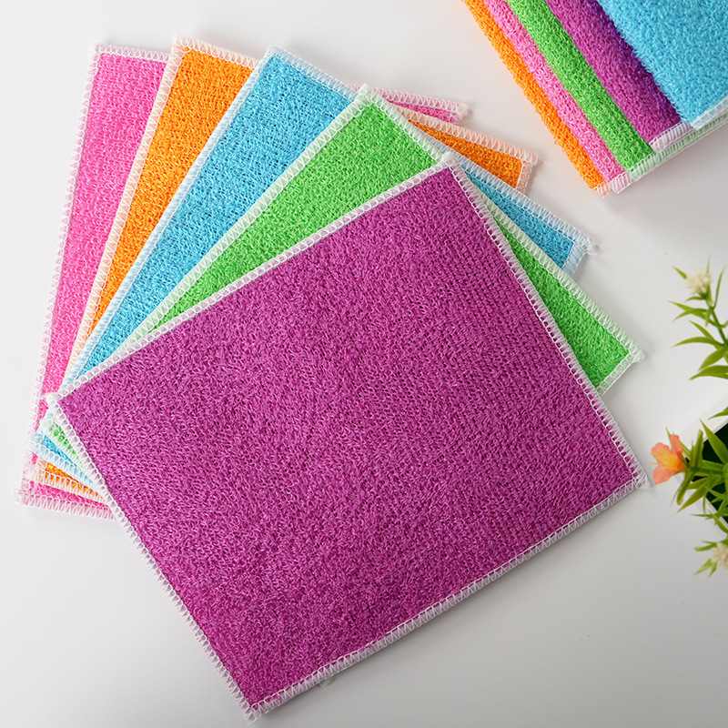 Manufacturer Bamboo Fiber Dish Towel, Non-Stick Oil Double-Layer Rag, Bamboo Charcoal Degreasing Dish Cloth, Thickened Dishcloth