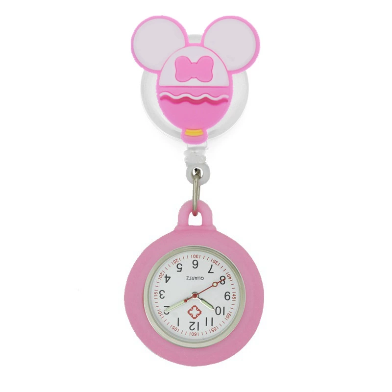 Cute cartoon mannequin head, nurse uniform, badge, pocket watch, silicone watch strap