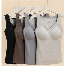 百分百羊毛石墨烯固定杯背心8809保暖免穿美背女固定杯打底上衣女