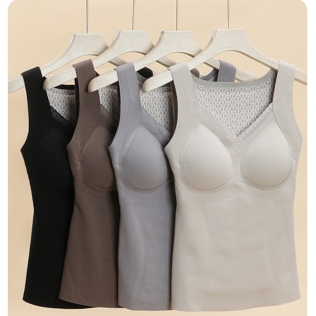 百分百羊毛石墨烯固定杯背心8809保暖免穿美背女固定杯打底上衣女