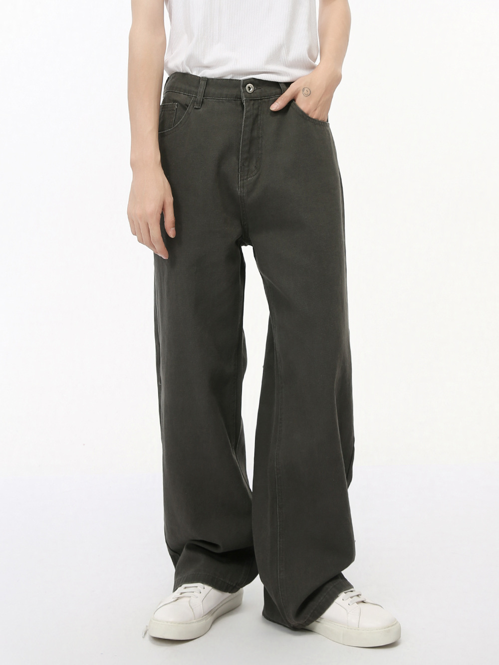 MTLCLOTHES Hombres| Coreano cleanfit semi-elástico cintura básica estilo jeans casual simple moda