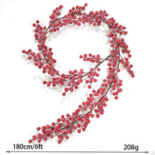 仿真圣诞红果藤条发财果冬青挂饰泡沫雪花装饰藤希音temu一件代发