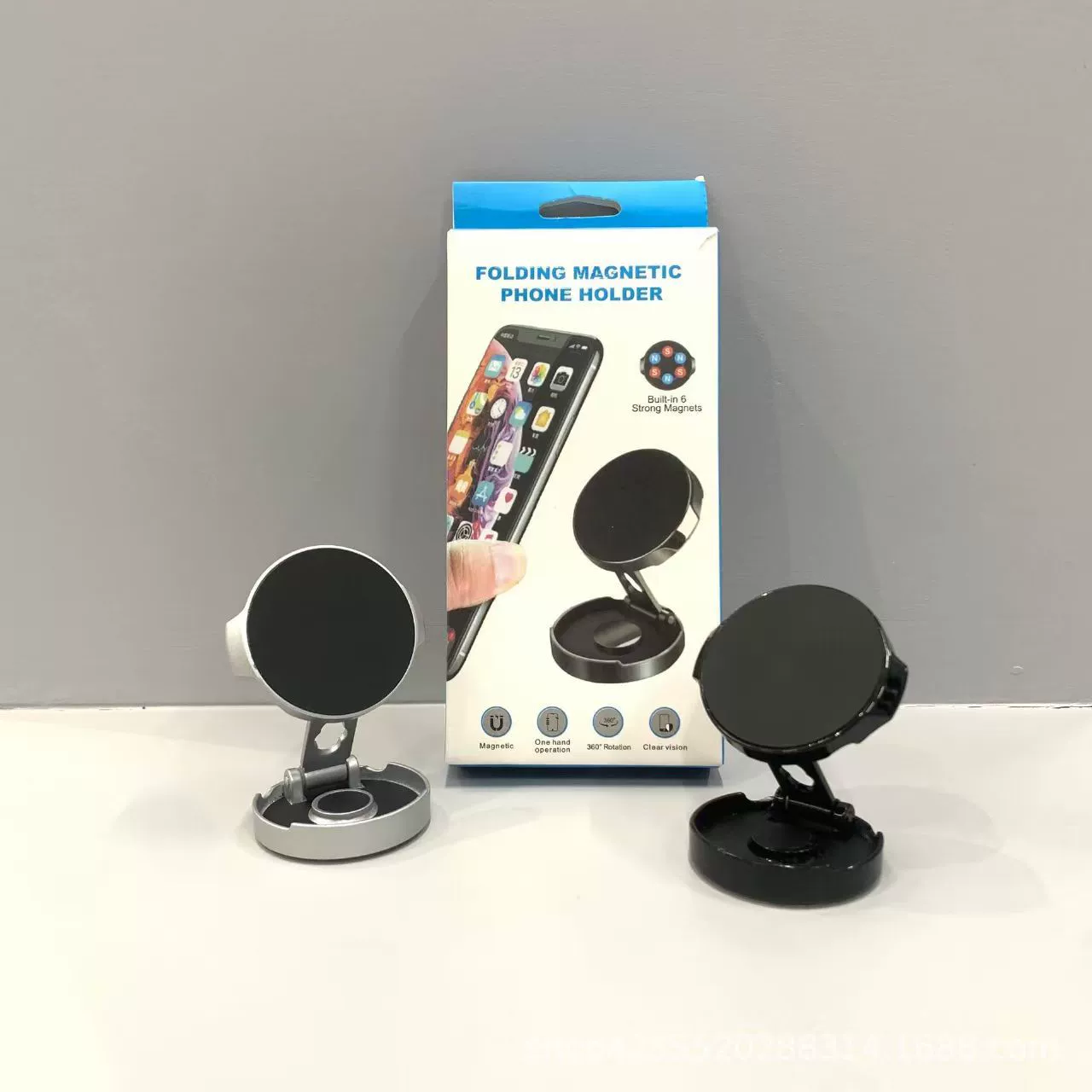 Creative tubing, round strong magnet, folding rotating phone holder, wholesale