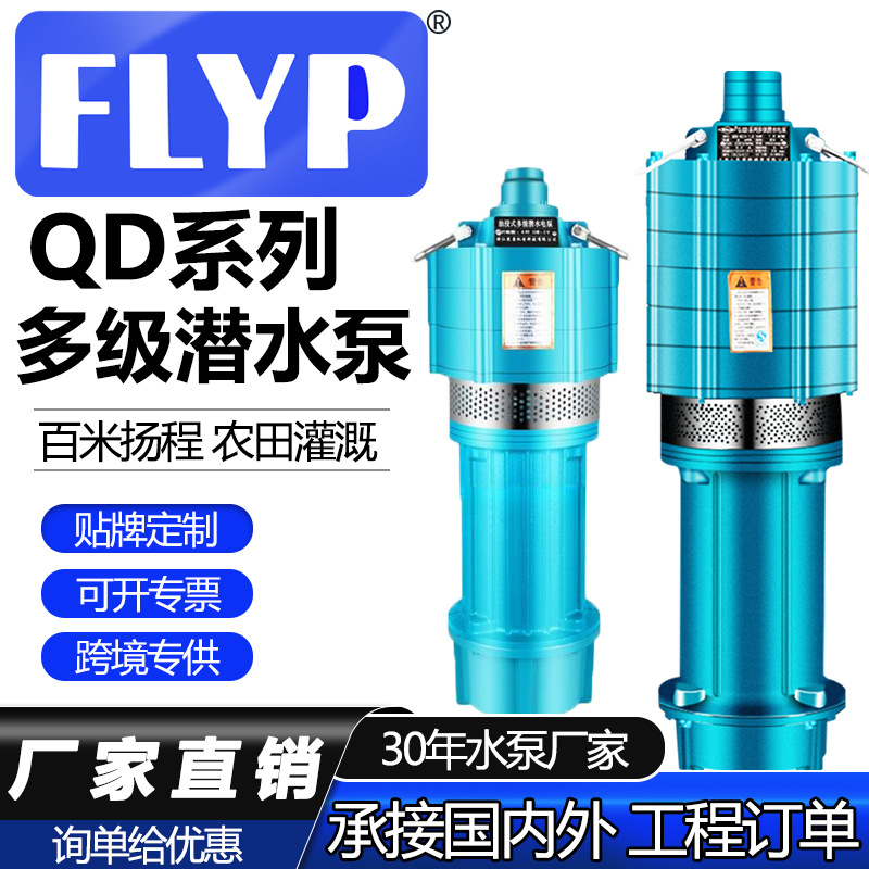 QD多级潜水泵220v高扬程家用抽水泵农用灌溉泵清水泵高压大流量