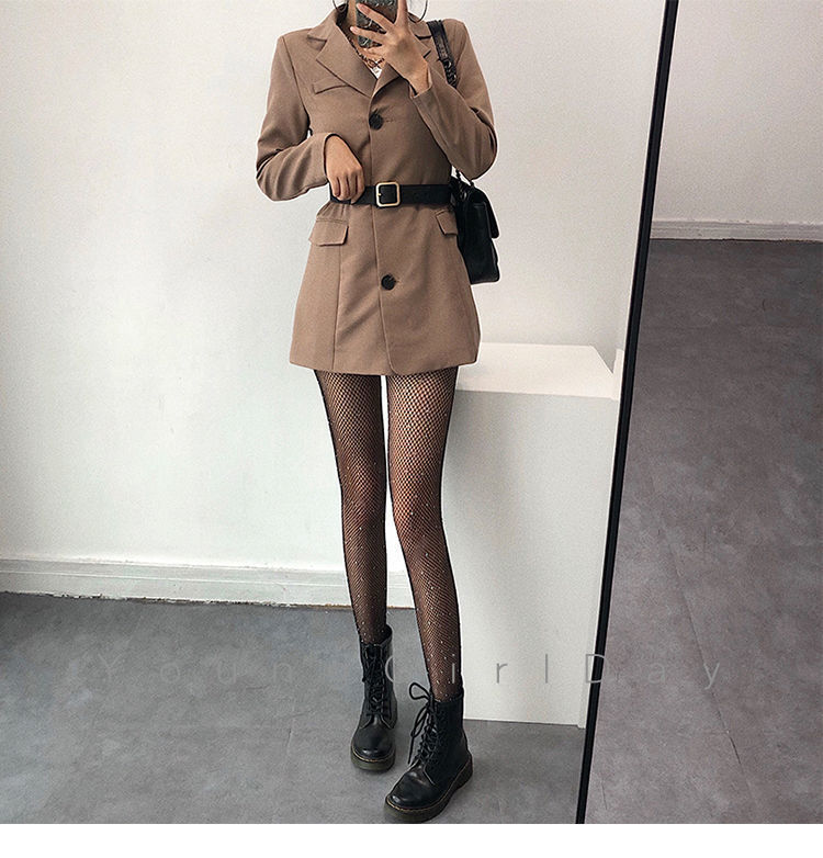 35g Weight Polyester Fabric Type Breathable Function Skin Color, Black Color Women's Spring And Autumn Thin Silk Diamond Fishnet Stockings 5