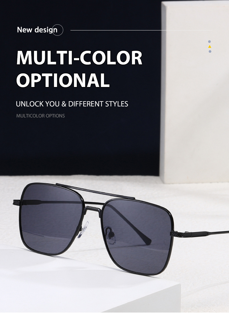 Autista con montatura quadrata a doppio raggio in metallo che guida uomini e donne occhiali da sole classici retrò occhiali da sole_voghion.com