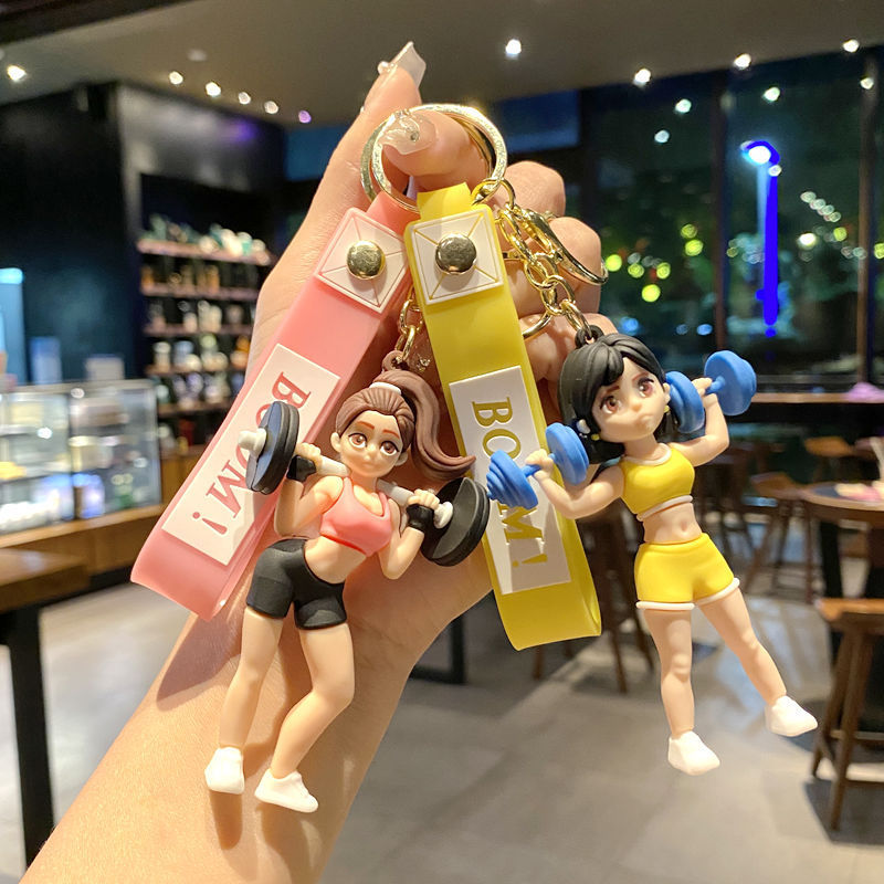 Cross-Border Sports and Fitness Girl Keychain Pendant Gym Yoga Phone Bag Pendant Small Gift Wholesale