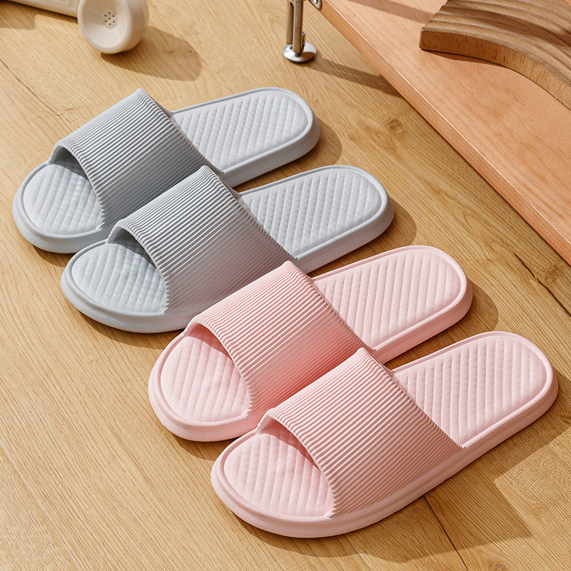 Casual Stripesd Sandals for Women, Summer Home Use, Indoor Bathroom Slippers, Lightweight Non-Slip Couple Slippers for Men