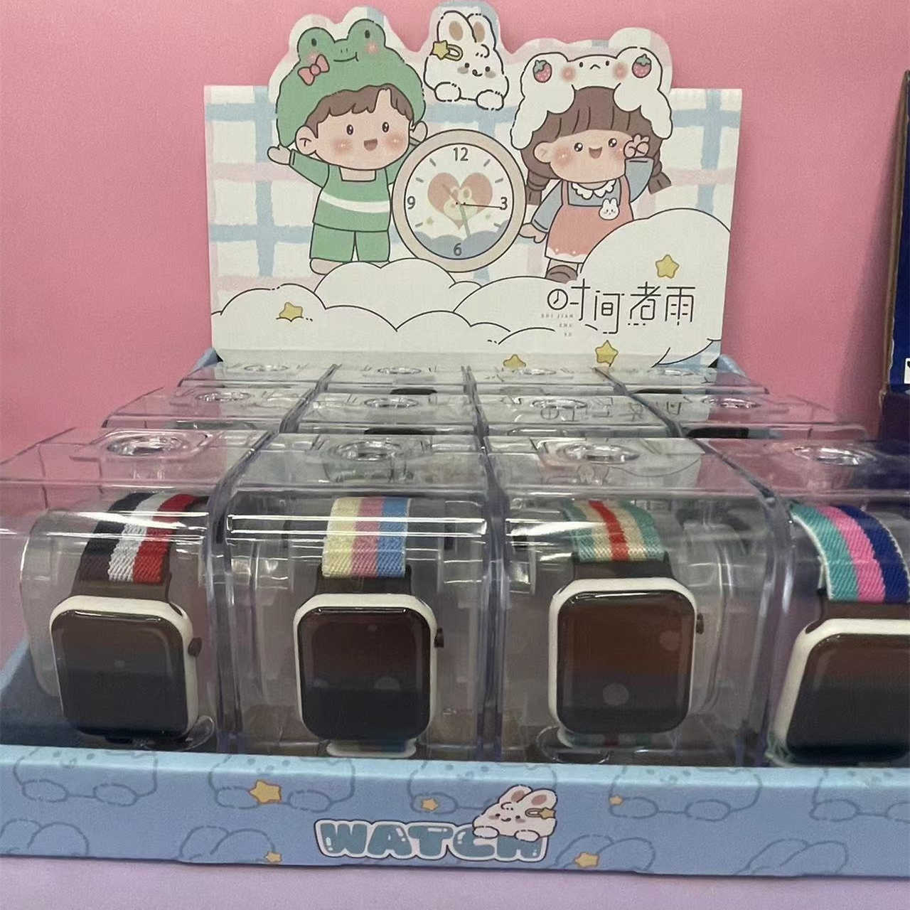 Tiempo hervido lluvia serie en caja reloj electrónico estudiantes masculinos y femeninos Alarma de tiempo deportivo multifunción reloj campus periférico