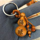 Keychain Baoping Fu Lu Hulu Car Key Pendant Lucking Blessing Peach Wood Carving Pendant Pendant