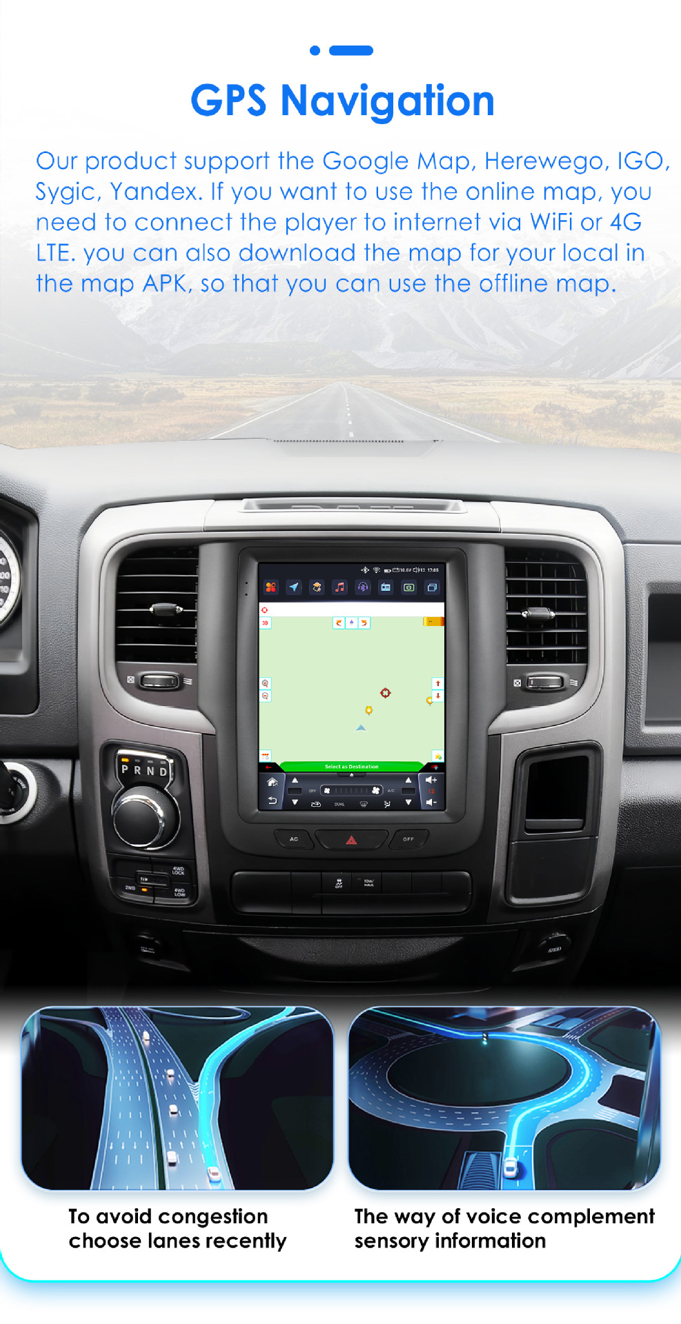 Suitable for Dodge Ram1500 Ram 13-18 Android Large-Screen Central Control Car Navigation Vertical Screen Gps All-In-One Machine