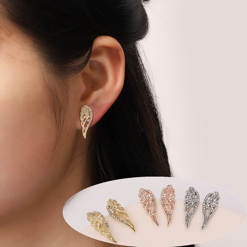 1 Pair Simple Style Wings Alloy Rhinestone Women's Ear Studs display picture 1