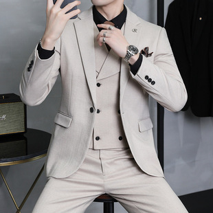 2025 Yesheng High-End Business Men's Suit Three-Piece Slim Thickened Striped Suit Jacket Wholesale