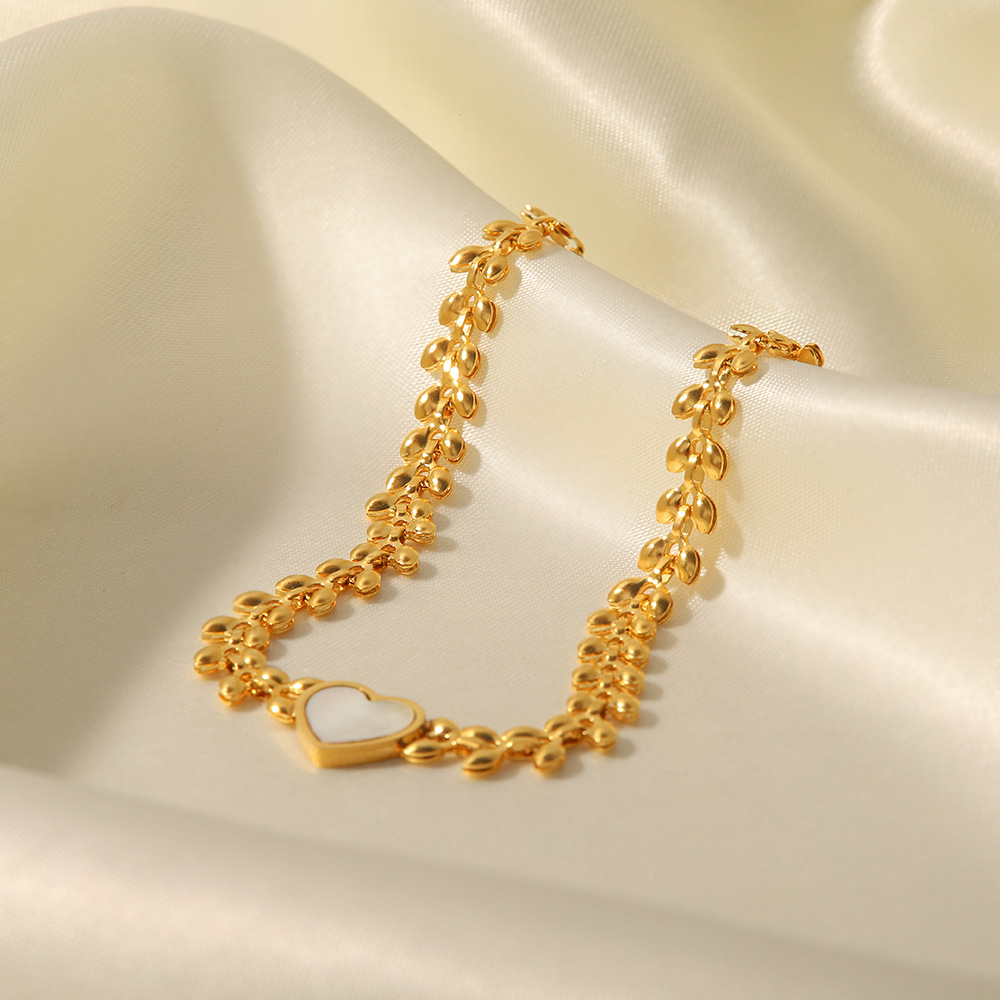 Fashion Heart Shape Stainless Steel Gold Plated Shell Bracelets